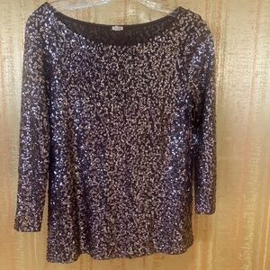 J Crew Sequined Top.  Dark Burgandy Lining.  Size S